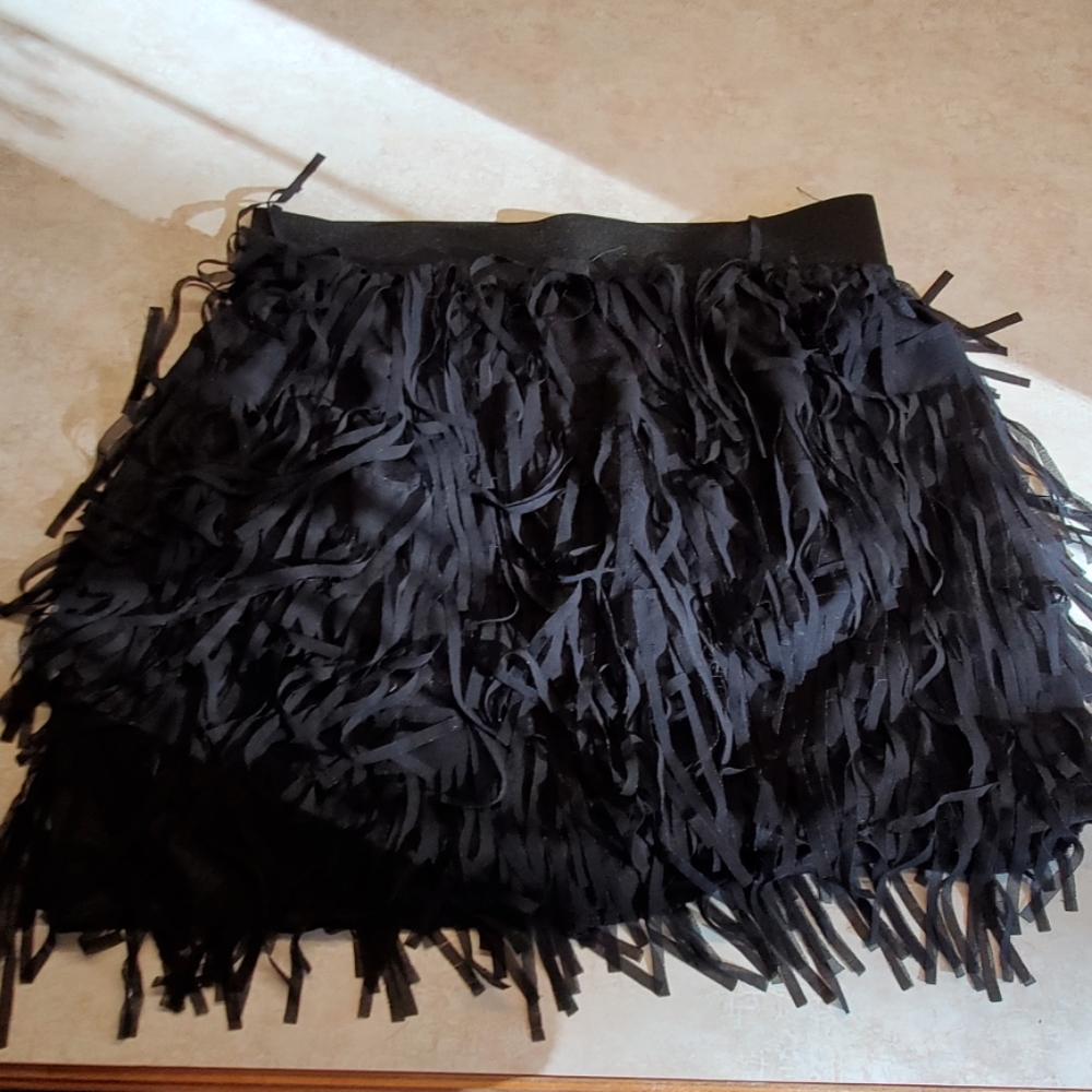 Black fringe skirt